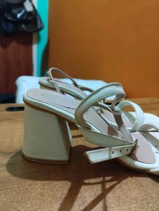 White Strappy Block Heels