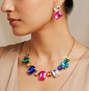 Statement Gemstone Necklace & Earring Set