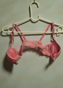 Pink Lacey Front Closure Push Up Bra