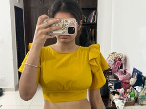 Trendy Mustard Yellow Crop Top