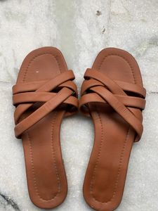 Brown Strappy Flat Sandals