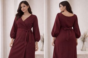 Elegant Burgundy Wrap Dress