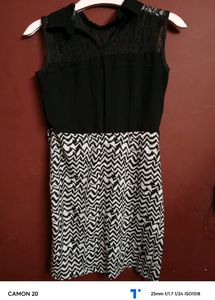Black Nd White Net Dress
