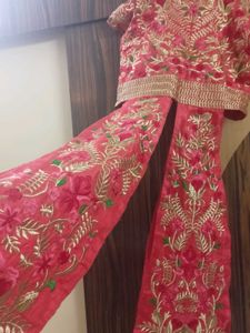Embroidered Dark Pink Long Blouse with
