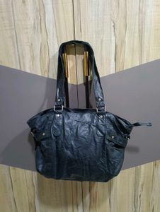 Chic Black Faux Leather Tote Bag