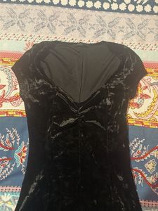 Black Velvet Crushed Mini Dress