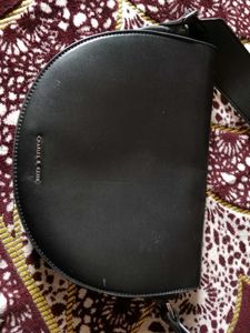 Charles &amp; Keith Black Half Moon Crossbody Bag