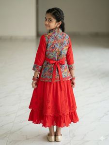 Adorable Red Ethnic Dress for Girls