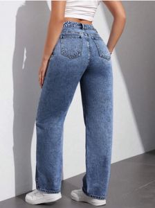 High Waist Straight Leg Blue Jeans 👖