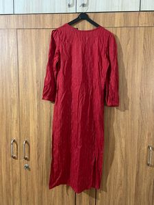 Red Kurta Set With Bottom (Women's)