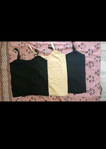 3 Camisole Tops - Black & Beige