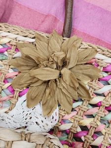 Woven Floral Embellished Tote Bag