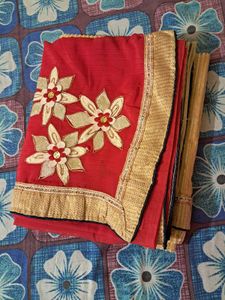 Elegant Red Embroidered Saree