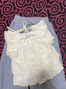 Tiered Ruffle White Top