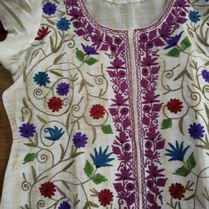Kashmiri Embroidery Kurta Purple