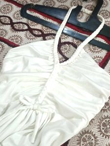 Elegant White Halter Neck Maxi Dress