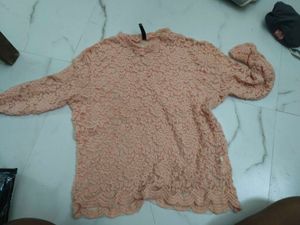 Peach Lace sheer shirt