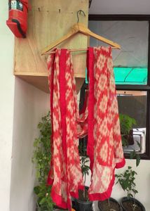 Red & White Printed Dupatta