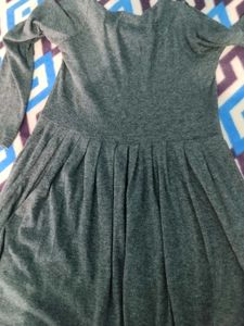 Semi- Winter Gray Long Sleeve Casual Dress
