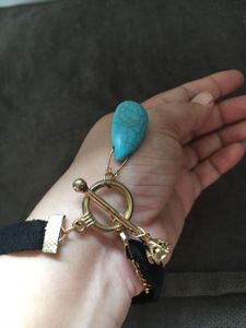 Turquoise and leather band bracelet