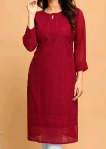 Elegant Maroon Chikankari Kurta L size
