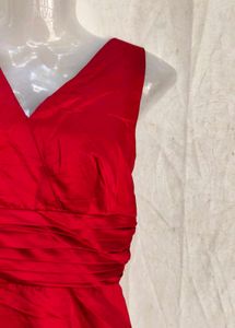 Elegant Red V-Neck Fit &amp; Flare Dress