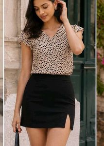 Cream printed Top