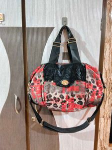 Stylish Leopard Print &amp; Text Shoulder Bag