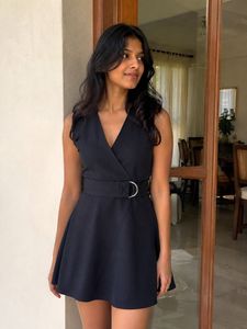 Sleeveless Zara Navy Blue Wrap Dress