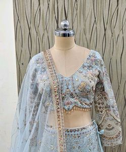 Stunning Blue Embroidered Lehenga Choli Set