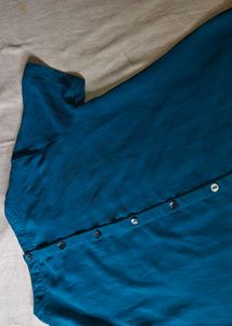 Teal Pleated Short Sleeve Top