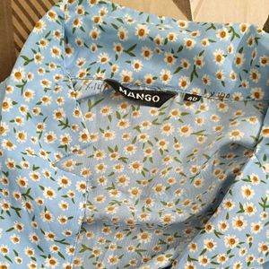 Blue Floral Cropped Shirt