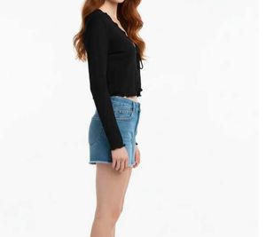Black Tie-Front Cropped Cardigan