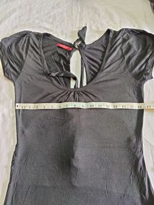 Party Wear Black Dress With Back Neckline Cut.