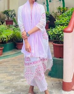 Elegant Floral Print Cotton Kurta