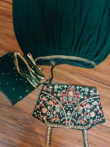 Embroidered Green Ethnic lehnga choli