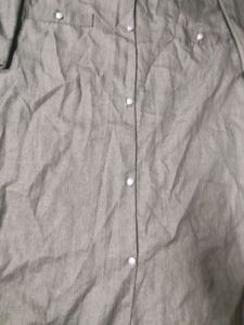 Gray Duster with Lace Trim