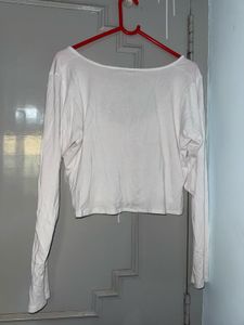 White Long Sleeve Crop Top