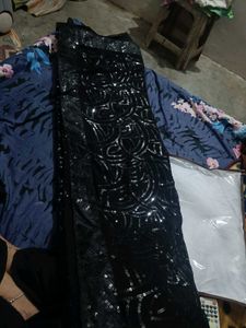 New black sequence saree with blouse piece