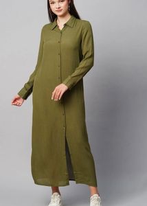 Chemistry Olive Green Shirt Maxi Dress