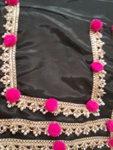 Stylish Black Kurta Set with Pom-Pom Details