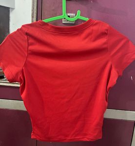 Bright Red Cropped T-Shirt