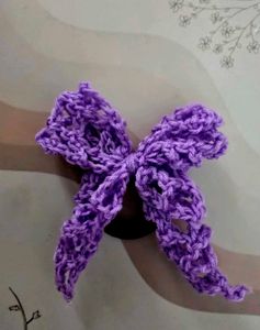 Crocheted Purple Bow Hair Clip