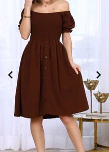 Brown Off-Shoulder with tag dress