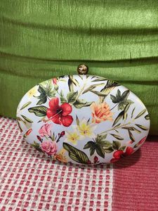 Floral Print Oval Clutch Bag