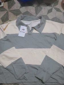 Striped Long Sleeve Polo Top