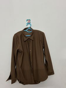 Brown Oversized Button-Up Shirt