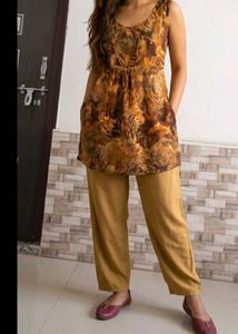 Boho Print Sleeveless Kurta plazzo