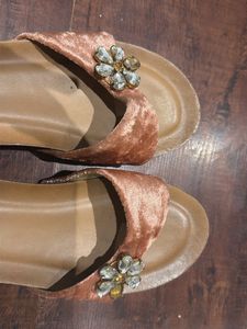 Elegant Embellished Velvet Slides