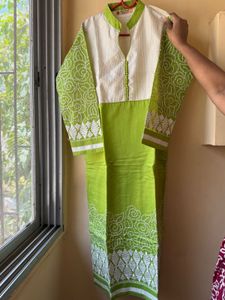 Lime Green Embroidered Kurta size XL